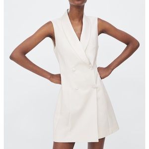Zara white tuxedo dress